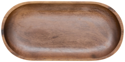 Top view of empty wooden bowl isolated on background. Clean plate cut out. png