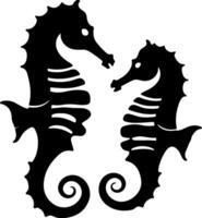 two Seahorse silhouette on white background vector