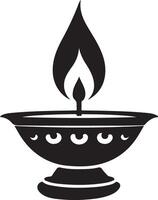 Minimalist Deepa Lamp Silhouette Illustration for Meditation Spaces vector