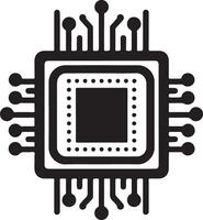 Transform Your Designs with CPU Icon Illustration Silhouette vector