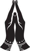 Namaste Hands Silhouette Art for Mindful Living Spaces vector