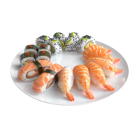 Sushi platter with shrimp and salmon png