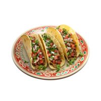 Three tacos on a plate png