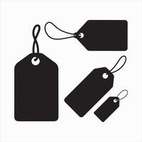 Four Black Tags with a Rope on White Background vector