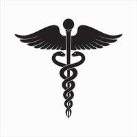 Caduceus Symbol The Iconic Medical Symbol Isolated on White Background vector