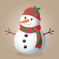 snowman poster, new year snowman in a hat and scarf, christmas element, happy new year greeting card vector