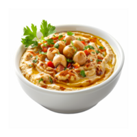 A bowl of hummus with a garnish of parsley png