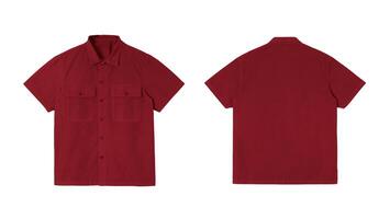 Red short sleeve shirt mockup isolated on white background photo