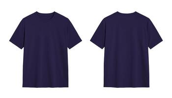 Two navy blue t shirts isolated on white background. Mockup for design and branding. photo