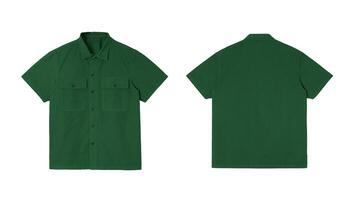 Green polo shirt mockup, front and back view. photo