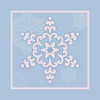 Postcard with a large snowflake vector
