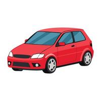 Hatchback car red colored illustration design vector