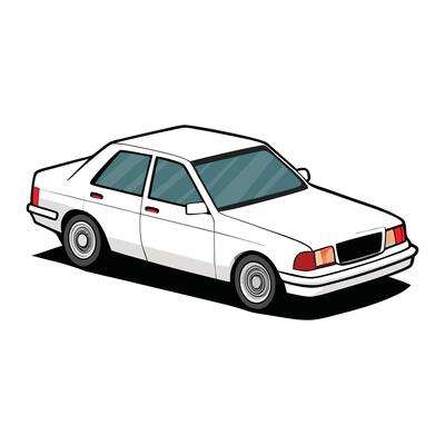 Sedan car white colored illustration design