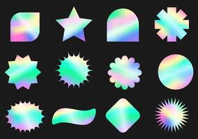 Hologram colorful stickers. Blank retro holographic tag, label, emblem usable for sale, packaging design. vector