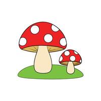 Cute Red Mushroom Illustration in Clean Flat Style vector
