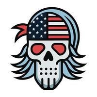 A skull with an american flag bandana on its head vector