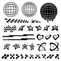 Retrofuturistic y2k elements set vector