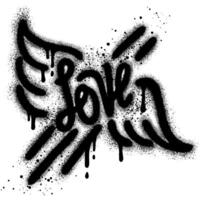 Spray Painted Graffiti heart wings icon Sprayed isolated with a white background. graffiti love wings symbol with over spray in black over white. vector