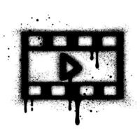 Cinema icon graffiti with black spray paint. vector