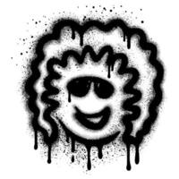 Graffiti spray painted smiling man face emoticon vector