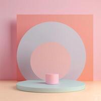 minimalistic geometric stage backdrop with cicle and square shapes for product presentation photo