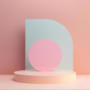 pastel geometric stage backdrop with circles and squares for product presentations photo