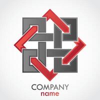 geometric 3d red gray color square linear logo design vector