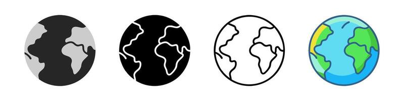 Symbol earth globe world. planet sign. Simple silhouette worldwide map shape element. vector