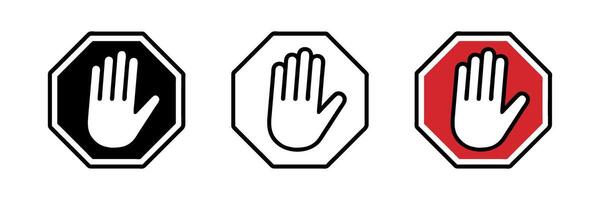 set of Hand blocking sign stop . illustration vector