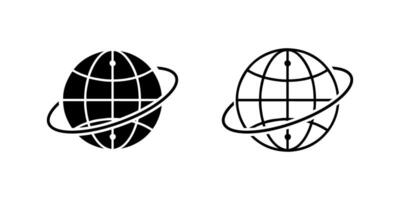 Globe outline icon on white background. vector