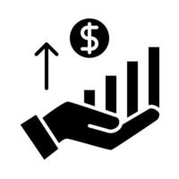 Hand and graph business profits icon vector