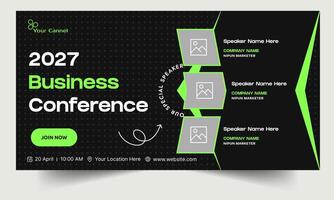 Business conference digital webinar banner template design, online meeting banner design, editable eps 10 file format vector