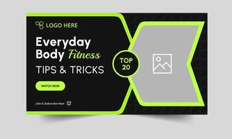Body fitness unique tips and tricks cover banner design, workout plan techniques, editable eps 10 file format vector