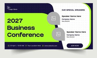 Illustration business webinar banner template design, webinar banner design, virtual business conference banner, fully customizable eps 10 file format vector