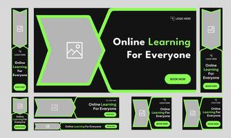 Learning web set banner design for social media post, standard web bundle banner design, fully editable eps 10 file format vector