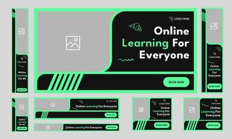 Learning web set banner for social media post, online education system web banner design, web bundle learning post banner, fully customizable eps 10 file format vector