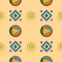 Colorful geometric patterns featuring circles, diamonds, and shapes on a light yellow background suitable for modern design projects vector