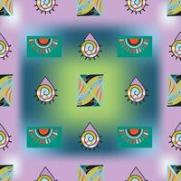 A colorful, geometric pattern with repeating shapes in shades of green, yellow, and purple vector