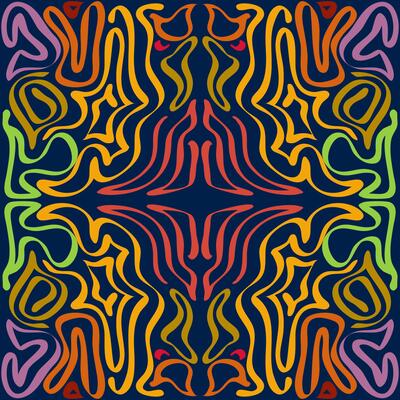 Seamless, pattern, , image showcases a complex and vibrant abstract tribal pattern.