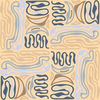 Abstract pattern design featuring flowing lines and shapes in blue, tan, and cream colors on a light background vector