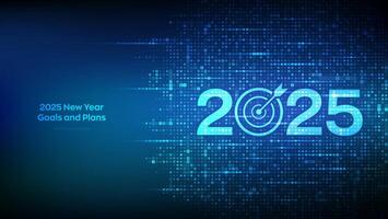 2025 New year Goals and plans. Numbers 2025 made with currency symbols. New 2025 financial year. Business plan and strategies. New 2025 fiscal year. Background with currency signs. vector