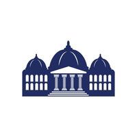 Bank, museum or library icon. Classical architecture building with columns. Column pillar parthenon landmark. vector
