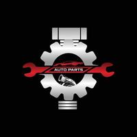 Automotive garage Combination of automobile tools, gears, pistons, and wrench. vector