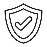 Protection shield with a check mark line icon. vector