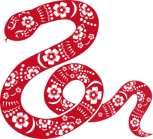 The paper-cut snake has a flower pattern on it, suitable for the Year of the Snake png