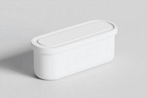 Plastic Matte Food Container White Box for Ice Cream or Yogurt Packaging Box Mockup 3D Rendering photo