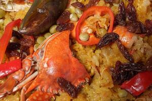 a plate of food with a variety of different foods photo