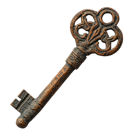 vintage chave com complexo arco e envelhecido oxidado textura isolado png