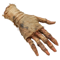 Decayed and worn cloth-wrapped hand, revealing aged texture isolated png