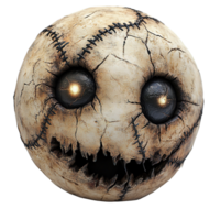 Creepy looking face made of a white ball with black eyes and a mouth png
